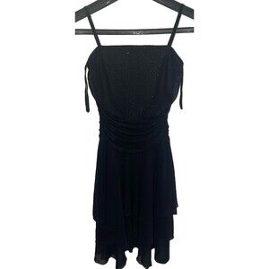 KARINA SPARKLE! Black Spaghetti Strap Knee Length Woman’s Formal EVE Dress SZ 4